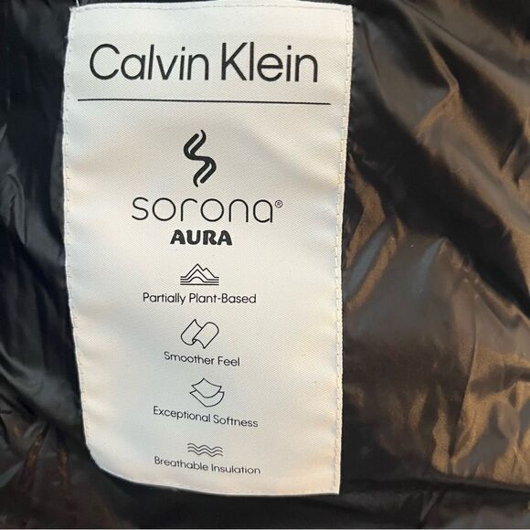 $420 Calvin Klein Stretch Fur Hooded Maxi Puffer Coat in Titanium, Small… - Picture 11 of 16